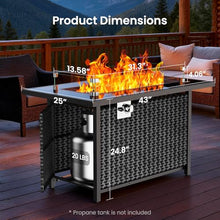 Ciays 43″ Propane Fire Pit with Glass Wind Guard, CSA-Listed 60,000 BTU Outdoor Gas Fire Pit Table, Tempered Glass Top, Glass Rocks,Lid, Adjustable Legs, Fire Table for Patio, Garden & Party, Black