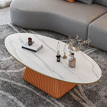 living room table Luxury Slate Coffee Table, Modern Oval Coffee Table with Metal Iron Frame, Household Creative Living Room Center Table, Easy to Assemble outdoor side table ( Color : B , Size : 100*6