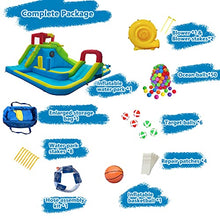 Tobargar Inflatable Water Slide Park with Dual Pools, Climbing Wall & Games, Multicolor