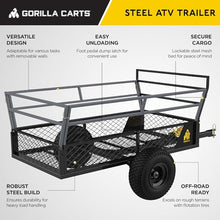 Gorilla Carts Rugged Outdoor ATV Trailer Utility Garden Cart 1400 lb Capacity Black