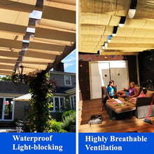 Asiwnshw Retractable Wave Shade Sails with LED Lights Strip & Mounting Kit, Outdoor Sun Shade Canopy Pergola Cover, Waterproof Sun Protection Patio Awning, Beige(5'x26')