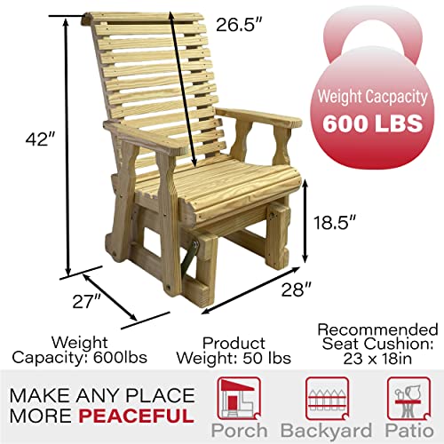 Amish Casual Roll Back Glider Chair, Treated Pine, 600 Lb