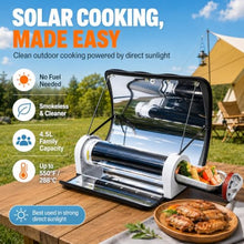 Solar Oven Portable Oven-4.5L Large Capacity Solar Cooker Outdoor Ovens Camping Stove with Thermometer For 5-8 People Backpacking Hiking Family Party