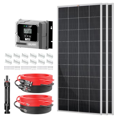 RICH SOLAR 600 Watt Solar Kit Contains 3 High Efficiency 200W Monocrystalline Panels with 9 busbars and 40A MPPT Controller