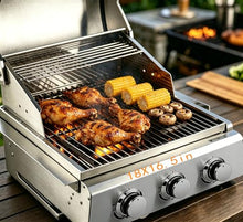 3 Burner Built In Gas Grill, Stainless Steel Propane Grill, 30,000 BTUs,Dual Fuel Compatibility(Propane/Natural), Gas Grill Outdoor Cooking