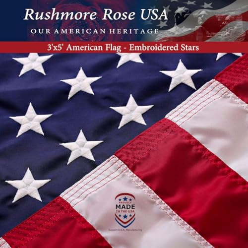American Flags for Outside 3X5 (Pack of 10) -American Flag made in USA with Embroidered Stars and Sewn Stripes US Flag 3x5 Heavy Duty Outdoor Made in USA for High Wind- All Weather Flags