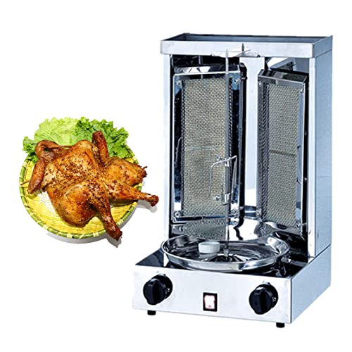 Gas Rotating Vertical Rotisserie Grills Vertical Furnace Gas Barbecue BBQ Kitchen Cookware Machine Skewer Cooker for Home Rotating Grill Multi Grill, Kebab Skewers, Stainless Steel