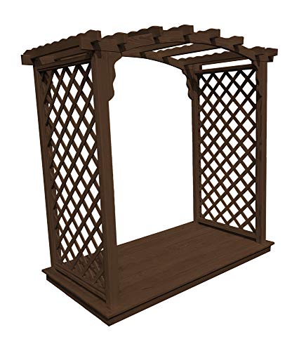 Amish-Made Jamesport Style Pine Arbor with Deck - 6' Wide Walkthrough, Walnut Stain