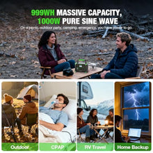 Portable Power Station 1000W 999Wh Solar Generator for Outdoor Home Backup