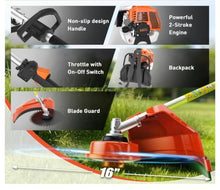52cc Backpack Gas Powered Pole Saws,2-Stroke Weed Eater for Tree Trimming, 5 in 1 Gas Brush Cutter Lawn Equipment, Quick Start Grass Cutter