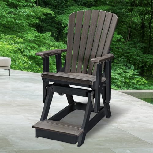 American Furniture Classics Adirondack Series 27 in. 1-Person Black HIGH Density POLYETHYLENE Plastic Outdoor Balcony Height Glider 516CGBK-1