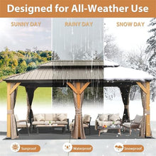 Sturdy Cedar Wood Frame Gazebo with Rustic Appearance for Lawn Events and Backyard Parties, Large Outdoor Shade Shelter with Customizable Paintable Surface for BBQ and Weddings (12'X20')