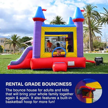 HERO KIDDO Jelly Bean Castle Bounce House with Dual Slide and Basketball Hoop - Multicolor
