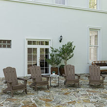 Merrick Lane Nassau Adirondack Chairs Set of 4 with Cup Holders Weather Resistant Brown