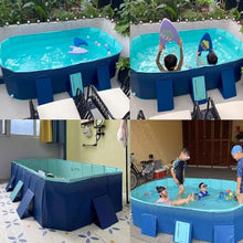 Portable PVC Foldable Pool Full Sized Foldable Non-Inflatable Square Above Ground Pool with Two Drains for Easy Setup and Storage Ideal for Outdoor, Backyard(4m/13ft)