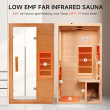 Real Relax Infrared Home Sauna Room 1 Person, Compact Hemlock Wooden 950W Low EMF 6 Heating Plates FAR Infrared Indoor Sauna for Home