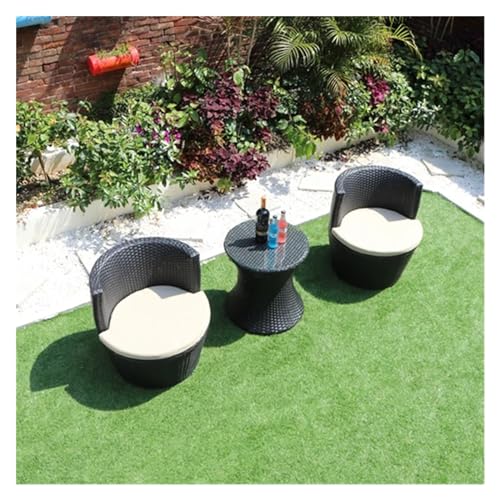 Balcony Table and Chair Set Courtyard Balcony Small Table And Chairs Garden Furniture Sets Leisure Rattan Three-piece Set Waterproof Outdoor Table And Chair Bistro Table Set ( Color : 2 chairs-1 table