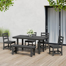 Costaelm Palms 6-Piece Outdoor HDPE Patio Dining Table Set with Bench, Gray