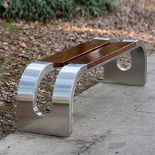 GRFIT Outdoor Bench Backless Garden Bench, with Wooden Surface for Sitting, Stainless Steel Chair for Outdoor, Leisure Seating Garden Bench (Large)