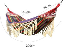 DULASP Canvas Fabric Hammock Double Portable Camping Hammock Large Cotton Tassel Hammock Bed for 2 Persons Patio Backyard Porch Lawn Garden Indoor Outdoor