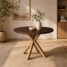 Modern Indoor/Outdoor Brown 39.4" Round Concrete Fiber Dining Table