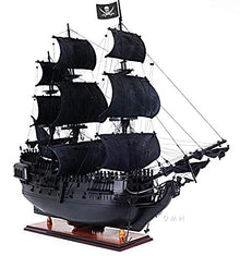 Old Modern Handicrafts Black Pearl Pirate Ship Model with Display Case Multicolor