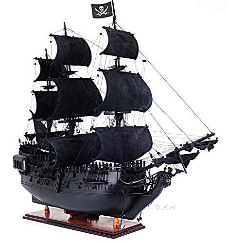 Old Modern Handicrafts Black Pearl Pirate Ship Model with Display Case Multicolor