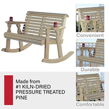 Amish Casual Heavy Duty 800 Lb Roll Back Pressure Treated Double Rocker with Cupholders (Unfinished)