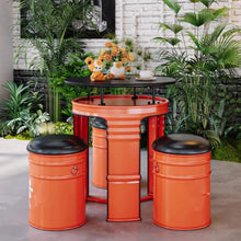 JOSOGO Coffee Restaurant Table and Chair Set, Creative Industrial Style Outdoor Oil Drum Multi-Functional Outdoor Lounge Table and Chair Set(D)
