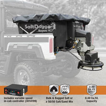 SaltDogg SHPE0400 0.40 Cu Yd Electric Poly Hopper Spreader with Auger for UTVs, 1/2 Ton and 6-1/2 ft Bed Trucks, Patented Double Wall Hopper, 14 in Spinner, in Cab Variable Speed Control, Made in USA