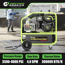 Green-Power America 4000 PSI 4 GPM Gas Hot Water Pressure Washer, Electric Start Commercial Gas Engine, Movable Heavy Duty Power Washer for Car Detailing, Home Yard, Driveway, Industrial Cleaning