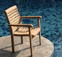 TeakStation 8 Seater Grade-A Teak Wood 9pc Dining Set: 94" Rectangle Table and 8 Hari Stacking Arm Chairs #TSDSHR7