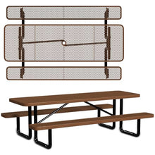 Leisure Craft 8' Rectangle Metal Picnic Table with Bench for 8, Made in USA