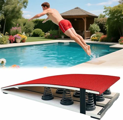 BTOIASYHF Pool Diving Board for Adults, Gymnastics Springboard with High-Elastic Springs, Non-Slip Surface, Heavy-Duty Wood Frame, Diving Platform for Poolside