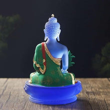 Fretkins Medicine Buddha Statue Blue Liuli Idol - 8.7" Translucent Figurine for Altar & Feng Shui(C)
