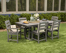 Polywood Lakeside 37" x 72" Outdoor Dining Table, All-Weather HDPE Patio Furniture, Slate Grey, Made in USA