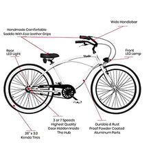 Vivelo Rider X Beach Cruiser for Men Complete Bike 3-Speed Clyde