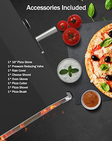 RIEDHOFF 16"Gas Outdoor Pizza Oven, Automatic Rotating Portable Pizza Maker, [1000°F] [8000W] Quickly Bake Stainless Steel Rotatable Pizza Grill with Foldable Legs for Outdoor Cooking Camping