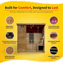 Blue Wave Monticello 4-Person Hemlock Infrared Sauna with 9 Carbon Heaters