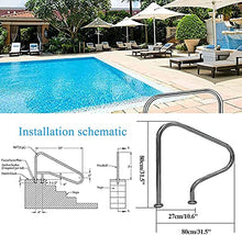 MSHOSAC Swimming Pool Safety Hand Rail Stainless Steel Swimming Pool Handrails, Pool Rail Pool Railing, Swimming Pools Hand Grab Rail with Base - Rust Proof