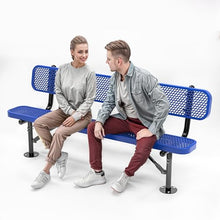 OUTTANS Heavy-Duty Outdoor Metal Bench (6 Ft - Surface with Back, Blue)