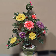 YXIANG56Q Fake Plants Chinese Style Antique Jade Bonsai Natural Jade Peony Flower Tree Creative Decoration Artificial Bonsai Tree Home Indoor Decoration Bonsai Tree
