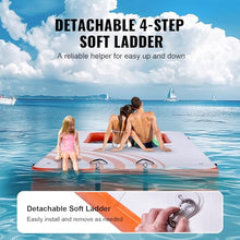 VEVOR Inflatable Floating Dock 15x6.5FT with Trampoline Mesh Pool White + Orange