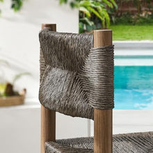 Modway Parkland Outdoor Wicker Bar Stools Set of 2 in Walnut — Bar Height Rattan Patio Stools with Backrest — All-Weather Outdoor Accent Stools for Backyard, Porch, or Balcony