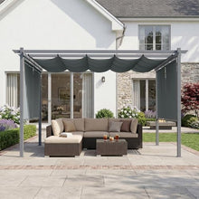 Aoodor 10 x 10 ft Outdoor Pergola with Retractable Shade Canopy, Grey