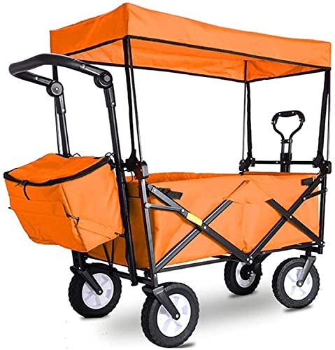 Outdoor Folding Utility Wagon Outdoor Shopping cart with Removable top, Portable Garden Stroller with Storage Basket, Foldable Beach Stroller, Load-Bearing 80 kg / 176 lb