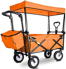 Outdoor Folding Utility Wagon Outdoor Shopping cart with Removable top, Portable Garden Stroller with Storage Basket, Foldable Beach Stroller, Load-Bearing 80 kg / 176 lb