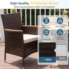 Wisteria Lane Rattan Patio Table and Chairs Set with Acacia Tabletop, Brown