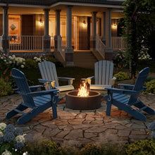 Shintenchi Folding Adirondack Chairs Set of 4,HDPE All-Weather Patio Chairs with Cup Holder & Phone Holder,Wooden Textured Fire Pit Chairs for Patio,Outside,Deck,Backyard,Blue
