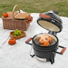 Portable Ceramic Charcoal Grill and Smoker,12.6 Inch Outdoor Bbq Oven with 20mm Thick Walls,50-800°f,for Patio,Camping,Picnic
